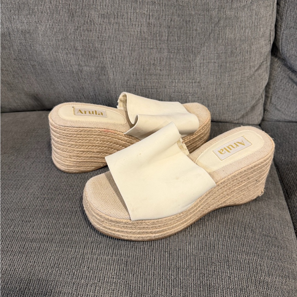 Arula Cream Platform Wedge Shoes